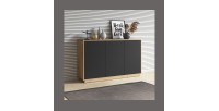 Buffet 3 portes collection VILLA. Couleur chêne et noir mat.
