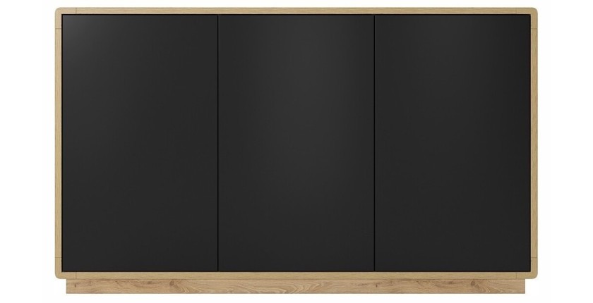 Buffet 3 portes collection VILLA. Couleur chêne et noir mat.