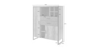 Vaisselier style industriel avec LED intégrées collection ZOLA. Coloris épicéa et gris. 2 Portes et 2 Tiroirs