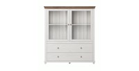 Vaisselier avec LED intégrées collection ASSIA. Coloris frêne blanc et chêne. 2 Portes et 2 Tiroirs