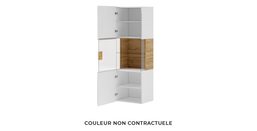 Vitrine suspendue + LED collection OHIO coloris gris anthracite et chêne.