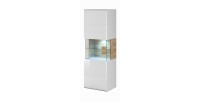 Vitrine suspendue + LED collection OHIO coloris blanc et finitions chêne.