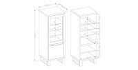 Vitrine coloris chêne collection MILO. Finition noires. Meuble idéal pour votre salle à manger.
