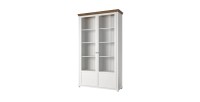 Vitrine large 2 portes avec LED intégrées collection ASSIA. Couleur frêne blanc et chêne.