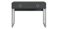 Bureau console avec 2 tiroirs collection MELTON coloris gris, pieds en fer chromés.