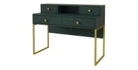 Bureau console avec 4 tiroirs collection DOUGLAS coloris vert et doré