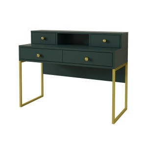 Bureau console avec 4 tiroirs collection DOUGLAS coloris vert et doré