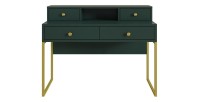 Bureau console avec 4 tiroirs collection DOUGLAS coloris vert et doré