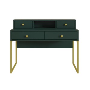 Bureau console avec 4 tiroirs collection DOUGLAS coloris vert et doré