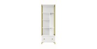 Ensemble de 2 meubles de bureau. Console et étagère collection DOUGLAS coloris blanc et doré