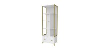 Ensemble de 2 meubles de bureau. Console et étagère collection DOUGLAS coloris blanc et doré