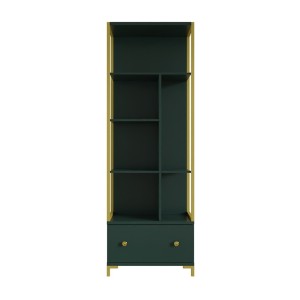 Ensemble de 2 meubles de bureau. Console et étagère collection DOUGLAS coloris vert et doré