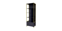 Ensemble de 2 meubles de bureau. Console et étagère collection DOUGLAS coloris bleu et doré