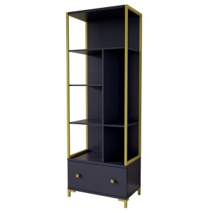 Ensemble de 2 meubles de bureau. Console et étagère collection DOUGLAS coloris bleu et doré