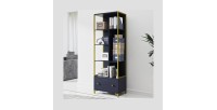 Ensemble de 2 meubles de bureau. Console et étagère collection DOUGLAS coloris bleu et doré