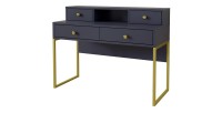 Ensemble de 2 meubles de bureau. Console et étagère collection DOUGLAS coloris bleu et doré