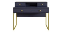 Ensemble de 2 meubles de bureau. Console et étagère collection DOUGLAS coloris bleu et doré