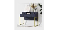 Ensemble de 2 meubles de bureau. Console et étagère collection DOUGLAS coloris bleu et doré