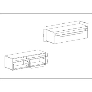Meuble TV XL 160cm collection BREDA. Coloris blanc mat et blanc brillant. Style design.