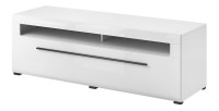 Meuble TV 140cm collection BREDA. Coloris blanc mat et blanc brillant. Style design.
