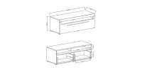 Meuble TV 140cm collection BREDA. Coloris blanc mat et blanc brillant. Style design.