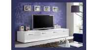 Meuble TV 200cm Collection COMET. Couleur blanc. 2 portes abattantes.