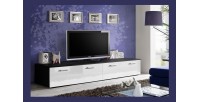 Meuble TV 200cm Collection COMET. Couleur noir et blanc. 2 portes abattantes.