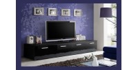 Meuble TV 200cm Collection COMET. Couleur noir. 2 portes abattantes.