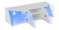 Meuble TV 150cm Collection SPIKE. Couleur blanc. 2 portes et 2 niches.