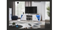 Meuble TV 150cm Collection SPIKE. Couleur blanc. 2 portes et 2 niches.