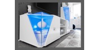 Meuble TV 150cm Collection SPIKE. Couleur blanc. 2 portes et 2 niches.