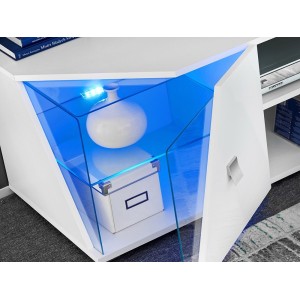 Meuble TV 150cm Collection SPIKE. Couleur blanc. 2 portes et 2 niches.