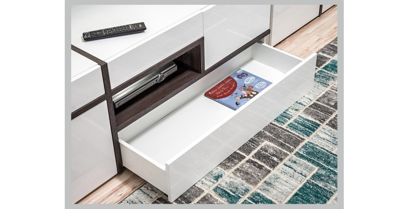 Meuble TV 150cm collection CRISS avec LED intégrés. Meuble déco, moderne et design pour votre salon.