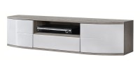 Meuble TV 150cm Collection NOUK. Couleur blanc. 2 portes, 1 tiroir et 1 niche.