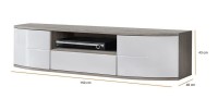 Meuble TV 150cm Collection NOUK. Couleur blanc. 2 portes, 1 tiroir et 1 niche.