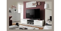 Meuble TV design collection BONOO 180 cm. Coloris blanc finition glossy