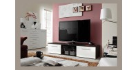 Meuble TV design collection BONOO 180 cm. Coloris wenge et blanc.