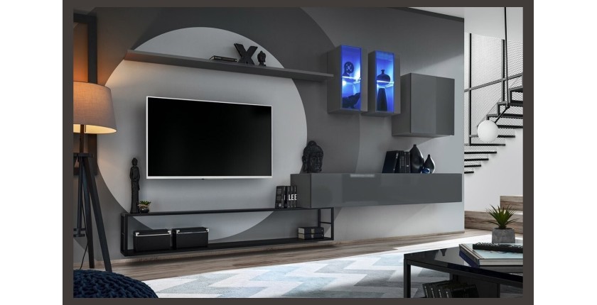 Ensemble meubles de salon style industriel SWITCH M1. Coloris gris.