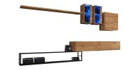 Ensemble meubles de salon style industriel SWITCH M1. Coloris chêne.