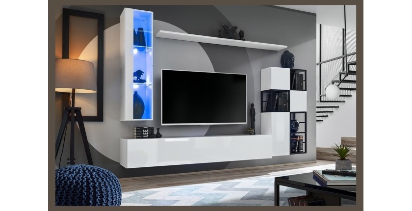 Ensemble meubles de salon style industriel SWITCH M2. Coloris blanc.