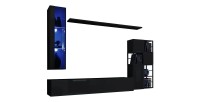 Ensemble meubles de salon style industriel SWITCH M2. Coloris noir.