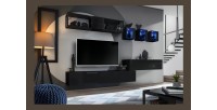 Ensemble meubles de salon style industriel SWITCH M3. Coloris noir.