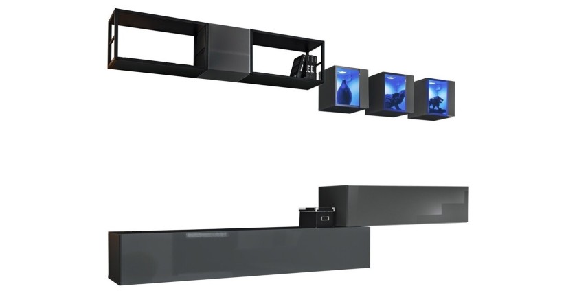 Ensemble meubles de salon style industriel SWITCH M3. Coloris gris.