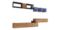 Ensemble meubles de salon style industriel SWITCH M3. Coloris chêne.