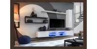 Ensemble meubles de salon style industriel SWITCH M4. Coloris blanc.