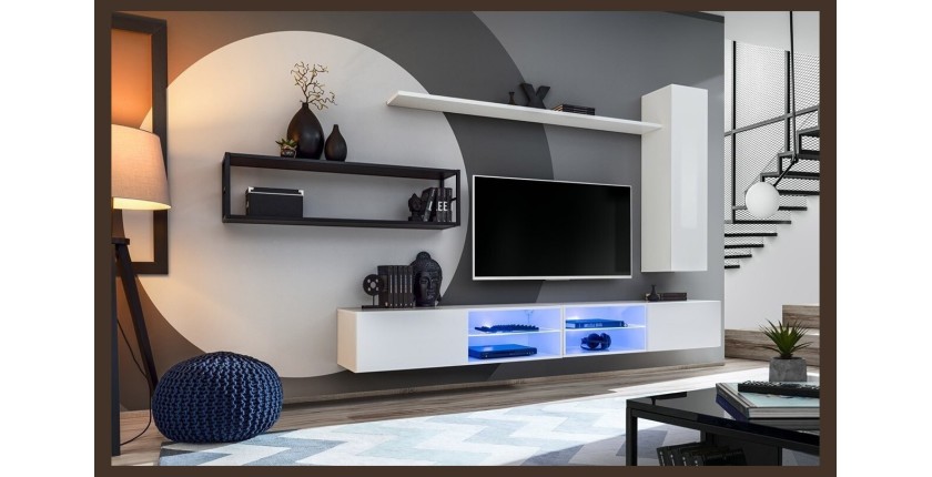 Ensemble meubles de salon style industriel SWITCH M4. Coloris blanc.