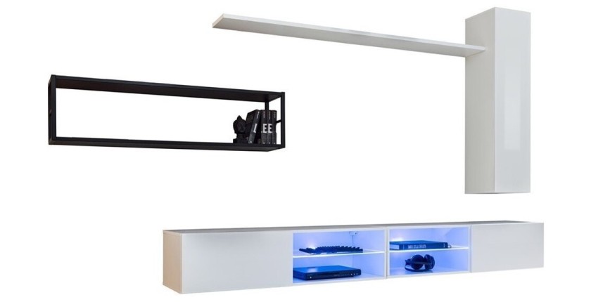 Ensemble meubles de salon style industriel SWITCH M4. Coloris blanc.