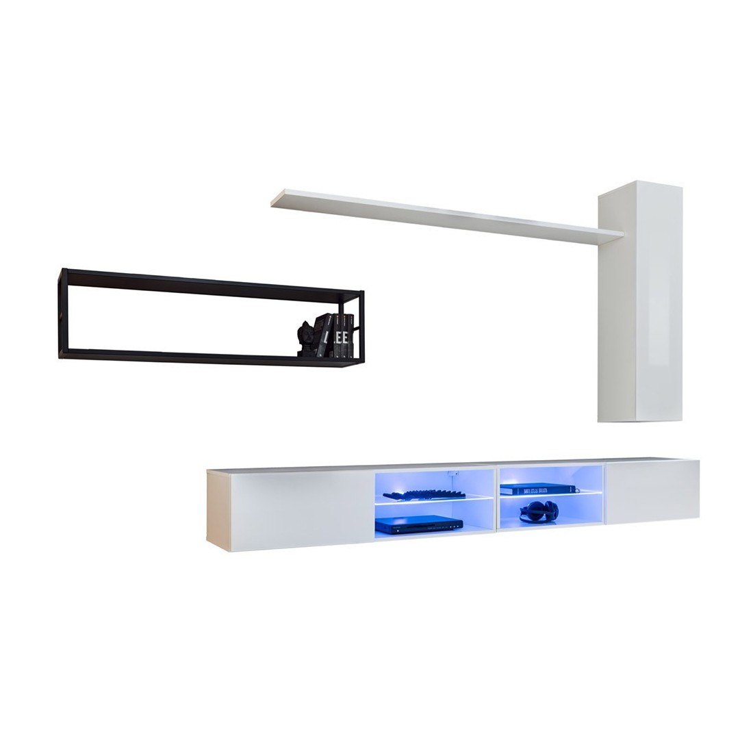 Ensemble meubles de salon style industriel SWITCH M4. Coloris blanc.
