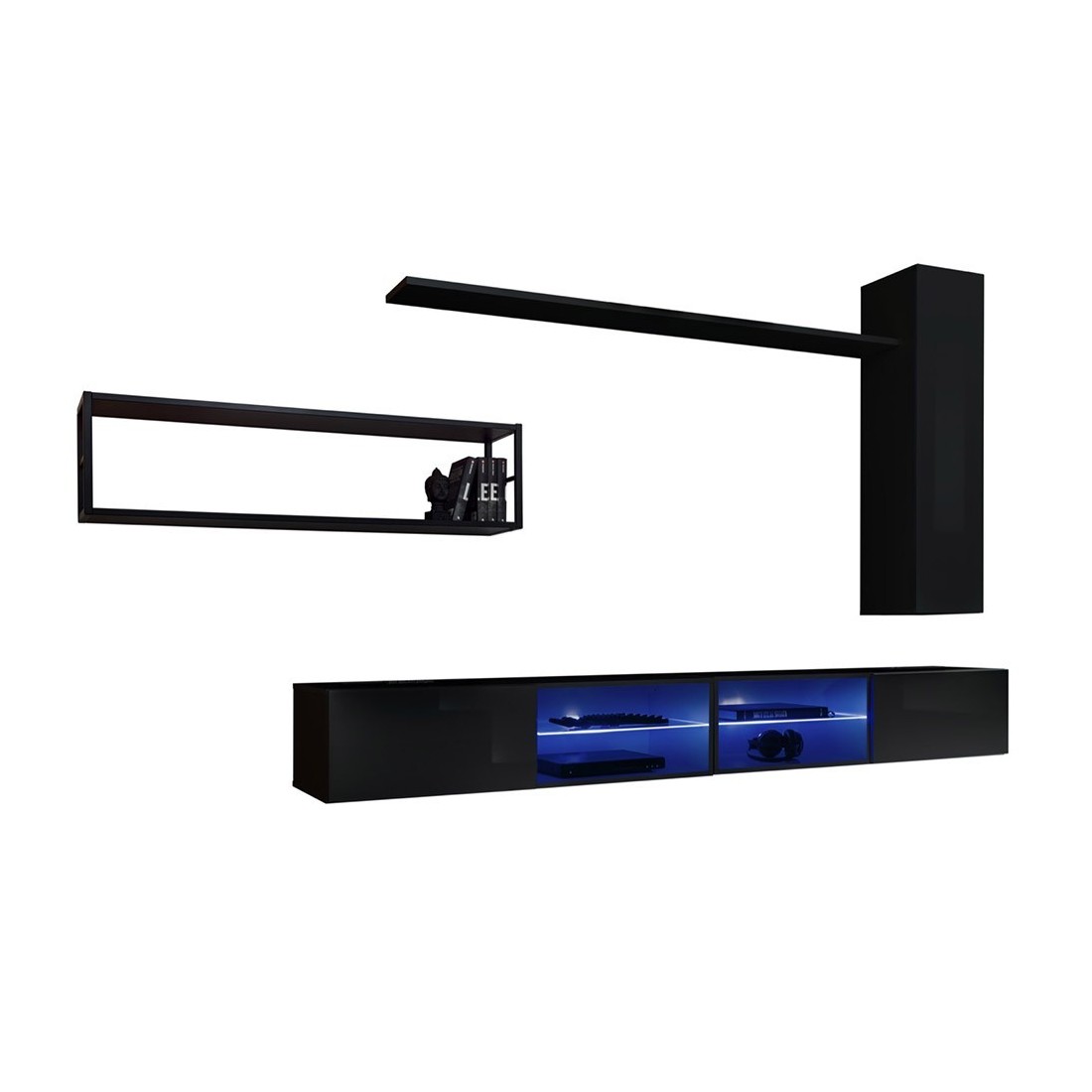 Ensemble meubles de salon style industriel SWITCH M4. Coloris noir.