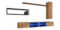 Ensemble meubles de salon style industriel SWITCH M4. Coloris chêne.